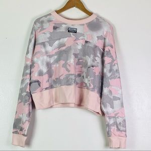 Adidas Originals Cropped Pink/Gay Camouflage Camo Sweatshirt